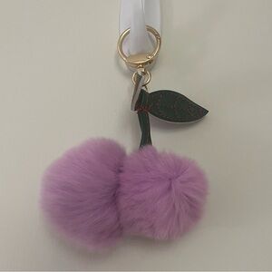 Purple Fuzzy Cherry Pom Keychain - Women Accessories